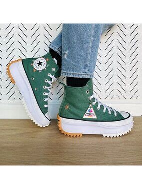 ⭐Converse Run Star Hike Hi Platform 9.5 Women Shoes Floral Green Sneaker A11562C